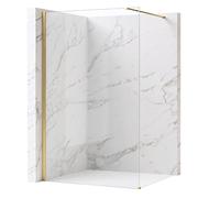 Rea - Parete Doccia Flexi, Oro Spazzolato 110, Walk-In Senza Piatto Doccia, Vetro Di Sicurezza Temperato Trasparente 8mm, 120 X 110 X 195 cm