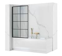 Rea Parete per vasca Lagos-1 Fix Black Parete per vasca 70 x 140 cm a parete, vetro di sicurezza da 5 mm (Finitura profilo: Nero)