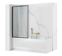 Rea - Parete Per Vasca Lagos Fix Black 80 X 140 cm Parete Per Vasca A Parete, Vetro Di Sicurezza Da 5 mm (Finitura Profilo: Nero)