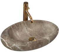 Rea Roxy lavabo 49x31 cm ovale da appoggio grigio/pietra-marrone/beige REA-U6650