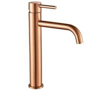 Rea Rubinetto Bagno Lavabo Lungo Brush Copper high Miscelatore da bagno in ottone monocomando caldo e freddo regolabile (Rame spazzolato)