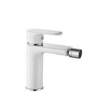 Rea - Rubinetto Bidet Bloom Bianco Cromo Miscelatore Monocomando In Ottone Per Wc Bagno (Cromo/Bianco) 16 X 4,8 X 16 cm