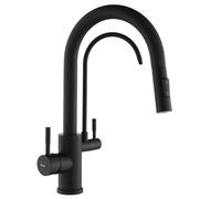 Rea - Rubinetto Cucina Eco Fresh Black Mat Miscelatore Lavello Cucina In Ottone Calda E Fredda Regolabile Monocomando (Nero Opaco) 18x29,5x37,5cm