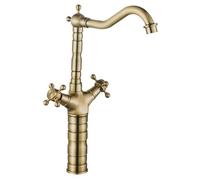 Rea Rubinetto da bagno/cucina Rustico antique gold Miscelatore da bagno in ottone Miscelatore monocomando caldo e freddo regolabile (Oro spazzolato)