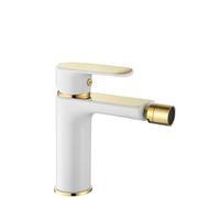Rea Rubinetto da bidet Bloom White gold Miscelatore monocomando in ottone per WC Bagno (Bianco/Oro)