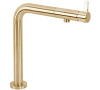 Rea - Rubinetto Da Cucina Cole Brush Gold Miscelatore Lavello Cucina In Ottone Miscelatore Monocomando Caldo E Freddo Regolabile (Oro Spazzolato) 27x3x27cm
