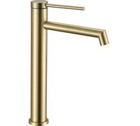 Rea Rubinetto da lavabo Foss GOLD BRUSH High Miscelatore monocomando da bagno in ottone Rubinetto regolabile caldo e freddo (Oro)