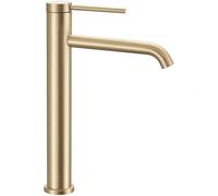 Rea Rubinetto da lavabo CLIF GOLD BRUSH Miscelatore monocomando da bagno in ottone Rubinetto regolabile caldo e freddo (Oro)
