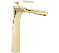 Rea - Rubinetto Da Lavabo Orbit Gold High Miscelatore Monocomando Da Bagno In Ottone Rubinetto Regolabile Caldo E Freddo (Gold) 19x4,5x29cm