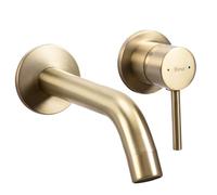 Rea Rubinetto da parete Owen Gold Brush + BOX Miscelatore monocomando da bagno in ottone Rubinetto regolabile caldo e freddo (Oro)
