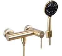 Rea Rubinetto Doccia Clif Brush Gold Miscelatore da Bagno in Ottone Monocomando Caldo e Freddo regolabile (Oro spazzolato)