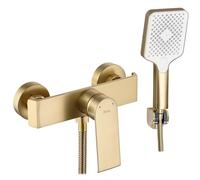 Rea - Rubinetto Doccia Hass Brush Gold Miscelatore Da Bagno In Ottone Monocomando Caldo E Freddo Regolabile (Oro Spazzolato) 14,5x19x13cm