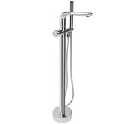 Rea - Rubinetto Indipendente Clark Chrome Miscelatore Vasca Con Doccetta In Ottone Per Bagno Caldo E Freddo Regolabile (Chrome) 28x16x92cm