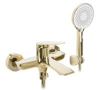 Rea - Rubinetto Vasca Da Bagno Avalon Gold Miscelatore Vasca Con Doccetta In Ottone Per Bagno Caldo E Freddo Regolabile (Oro) 18,5x18,5x11,5cm