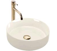Rea Sami lavabo 36x36 cm rotonda da appoggio marrone/beige lucida REA-U4590