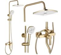 Rea Set Doccia ARGUS GOLD BRUSH Sistema Doccia in Ottone per Bagno (Oro spazzolato)