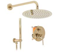 Rea SET DOCCIA INCASSO LUNGO L. GOLD + BOX Sistema Doccia in Ottone per Bagno (Gold)