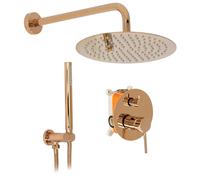 Rea SET DOCCIA INCASSO LUNGO ROSE GOLD + BOX Sistema Doccia In Ottone Per Bagno (Oro Rosa)