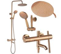 Rea - Set Doccia Lungo Diamond con termostato - Ottone, Abs - Rame - 15 x 15 x 117 cm