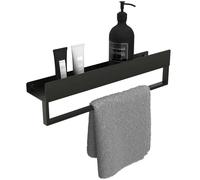 Rea Mensola da bagno SF01 45cm black matt Organizer Bagno Portaoggetti Doccia acciaio inossidabile Mensola Doccia da muro (nero)