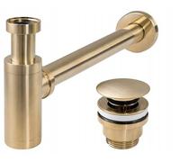 Rea Sanitär Sifone REA-A8586 con scarico lavabo universale Click-Clack in ottone Oro opaco