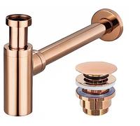 Rea SIFONE CON SCARICO UNIVERSALE CLICK-CLACK LAVABO ORO ROSA Sifone Universale in Ottone per Lavabo e Lavabo Bagno (Oro Rosa)