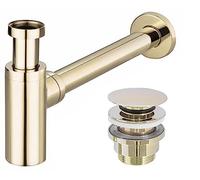 Rea SIFONE CON SCARICO UNIVERSALE PER LAVABO CLICK-CLACK L.GOLD Sifone Universale in Ottone per Lavabo e Lavabo Bagno (Oro Chiaro)