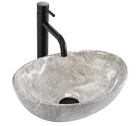 Rea Sofia lavabo 35x26 cm ovale da appoggio grigio/pietra REA-U9237