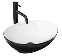 Rea Sofia lavabo 41x34.5 cm ovale da appoggio bianco-nero REA-U8749
