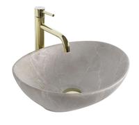 Rea Sofia lavabo 41x34.5 cm ovale da appoggio grigio/pietra-marrone/beige opaca REA-U6360