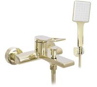 Rea SOUL GOLD RUBINETTO VASCA Miscelatore Vasca con Doccetta in Ottone per Bagno Caldo e Freddo regolabile (Oro Chiaro)