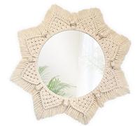 Rea Specchio Da Parete Boho 53 Cm 322048 Specchio Bagno Boho Rotondo (Beige, Bamboo) 55x55x1cm