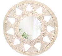 Rea Specchio da parete Boho 65 cm 322050 Specchio Bagno boho, moderno Rotondo (beige, bamboo)