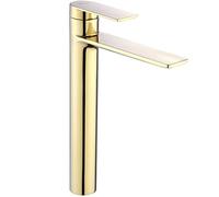 Rea STORM GOLD RUBINETTO LAVABO ALTO Miscelatore da bagno in ottone monocomando rubinetto regolabile caldo e freddo (oro chiaro)