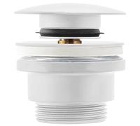 Rea - Tappo Lavandino Bagno Universale Click-Clack Bianco Piletta Lavabo Bagno Con o Senza Troppopieno Tappo Pop-Up In Ottone (Bianco Opaco) 6,4 X 6,4 X 13 cm