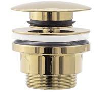 Rea Tappo Lavandino Bagno UNIVERSALE CLICK-CLACK GOLD Piletta Lavabo Bagno con Scarico Troppopieno in Ottone (Oro)