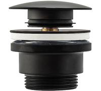 Rea Tappo Lavandino Bagno UNIVERSALE CLICK-CLACK NERO Piletta lavabo Bagno con troppopieno Tappo pop-up in ottone (Nero)