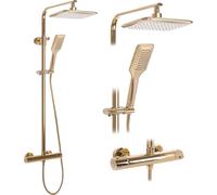 Rea Tom set doccia a parete con termostato con soffione oro REA-P7102