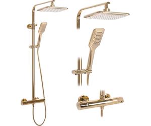 Rea Tom set doccia a parete con termostato con soffione oro REA-P7102