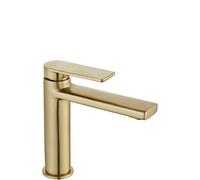 Rea VERSO BRUSH ORO RUBINETTO LAVABO BASSO Miscelatore monocomando da bagno in ottone Rubinetto lavamani regolabile caldo e freddo (Oro)