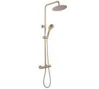 Rea Colonna doccia con termostato VINCENT Gold Brush Ottone Sistema Doccia per Bagno (Oro)