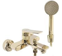 Rea - Viral Gold Rubinetto Per Vasca Miscelatore Per Vasca Con Doccia In Ottone Per Bagno Caldo E Freddo Regolabile (Oro) 19,5x17,5x11,5cm