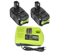 REACELL 2X 18V 5.5Ah P108 Batteria di Ricambio per Ryobi Batteria 18V + Caricabatterie 3A 12V-18V P117 per Ryobi Caricabatterie per Ryobi P108 P107 P105 P100 P101 RB18L50 Batteria con Indicatore LED