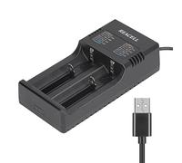 REACELL Caricabatterie 18650, Universale Carica Batteria a Ricarica Rapida per Batteria Ricaricabile Li-ion 3,7 V 18650 18490 18350 17670 17500 16340 14500 con Cavo USB