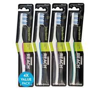 REACH Essential Care Interdental Duro Spazzolino, Confezione Singolo x 4, Testa piena Hard Setole Spazzolini manuali, Varietà di colori Multipack, Quotidiano Orale Smalto Cure odontoiatriche