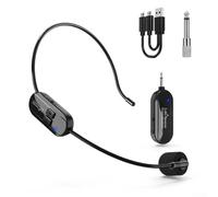 ReachMall Cuffie con microfono senza fili, UHF, trasmissione wireless 50 m, per guida turistica, insegnamento, live all'aperto, discorso, gioco, fitness
