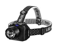 ReachMall Lampada frontale a LED ricaricabile con zoom rotante e sensore di movimento, batteria da 2400 mAh con modalità multi-luce per campeggio, corsa, escursionismo