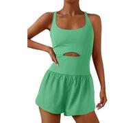 ReachMe Tutina da donna per corsa, allenamento, pagliaccetto atletico, tutina monopezzo, tuta da allenamento, palestra, yoga, verde lime, X-Small