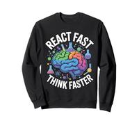 React Fast Think più Veloce Science Brain Design Felpa
