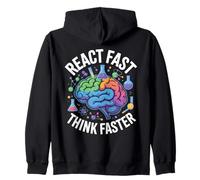React Fast Think più Veloce Science Brain Design Felpa con Cappuccio